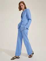 Agra Pinstripe Blue Linen Trousers | EMME