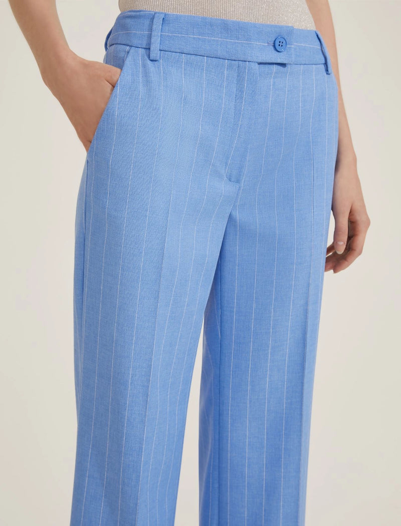 Agra Pinstripe Blue Linen Trousers | EMME