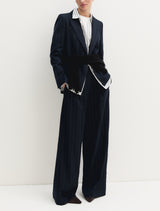 Baff02 Navy Pinstripe Trousers | EMME
