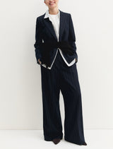 Baff02 Navy Pinstripe Trousers | EMME