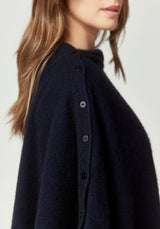 Kapua Cashmere Button Cape in Navy | Untouched World