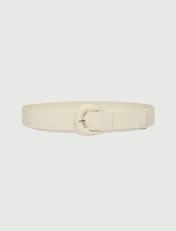 Adelchi Rafia Optical White Belt  | EMME