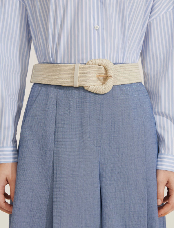 Adelchi Rafia Optical White Belt  | EMME