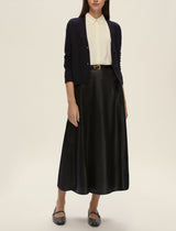Vally Black Faux-Leather Midi Skirt | EMME