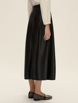 Vally Black Faux-Leather Midi Skirt | EMME