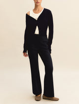 Flare Navy Trousers | EMME