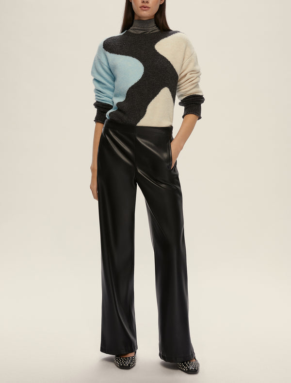 Anello Black Faux-Leather Trousers | EMME