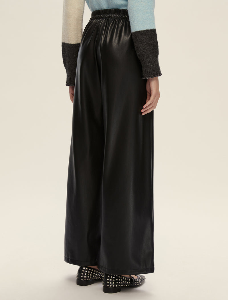 Anello Black Faux-Leather Trousers | EMME