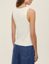 Cabras White Ribbed Vest | EMME