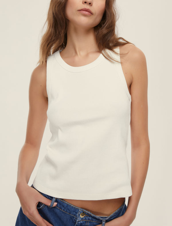 Cabras White Ribbed Vest | EMME