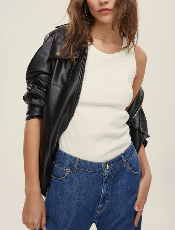 Cabras White Ribbed Vest | EMME