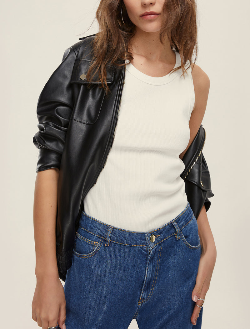 Cabras White Ribbed Vest | EMME