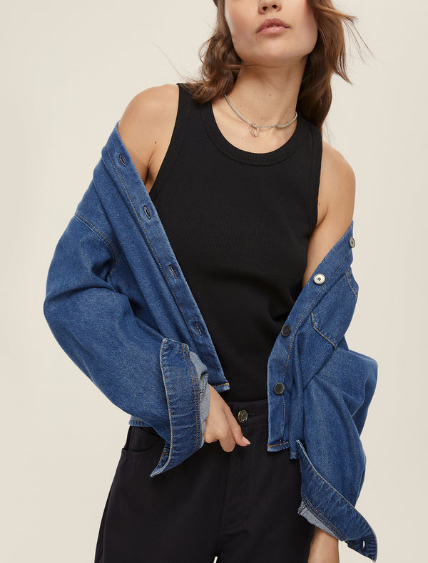 Cabras Black Ribbed Vest | EMME
