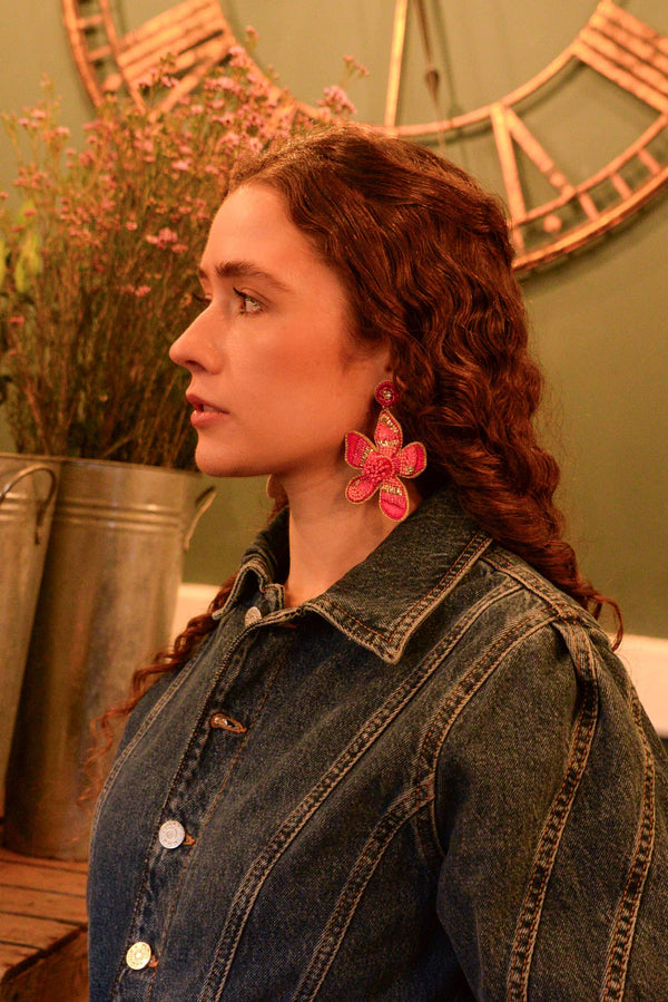 PINK FLOWER EARRINGS