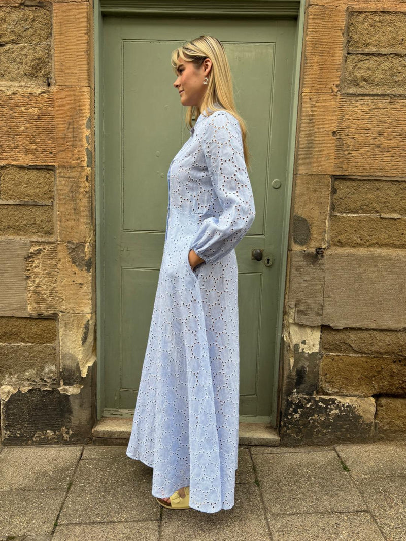 The Liza Linen Maxi Dress in Broderie Anglaise | Sartoria Saracena