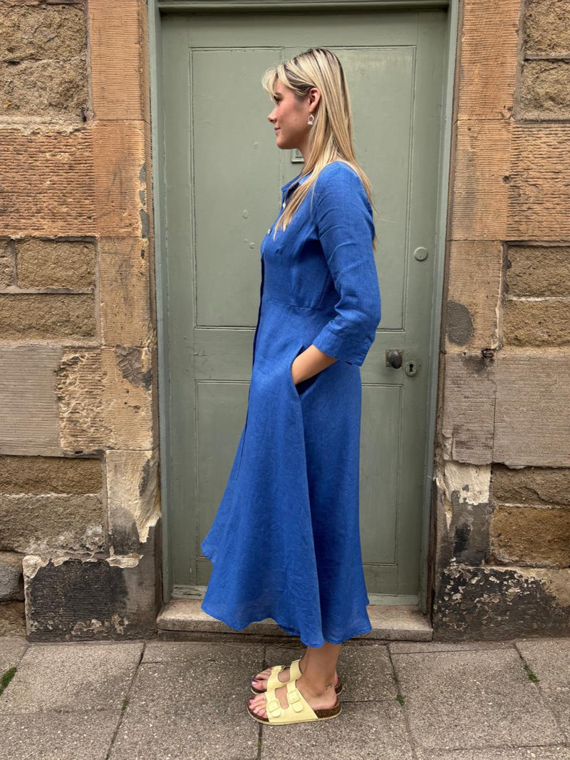 The Blue Mamma Midi Linen Dress | Sartoria Saracena