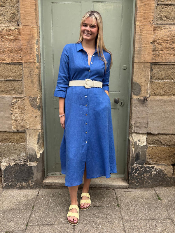 The Blue Mamma Midi Linen Dress | Sartoria Saracena