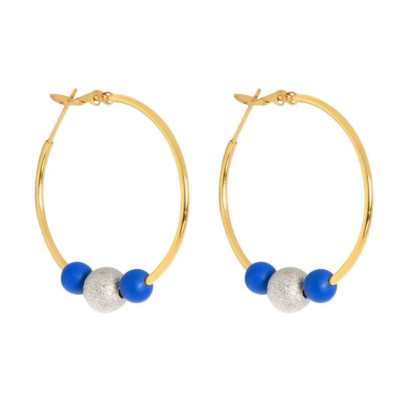 Blue and Silver Medium Disco Hoopla Earrings | Cockatoo