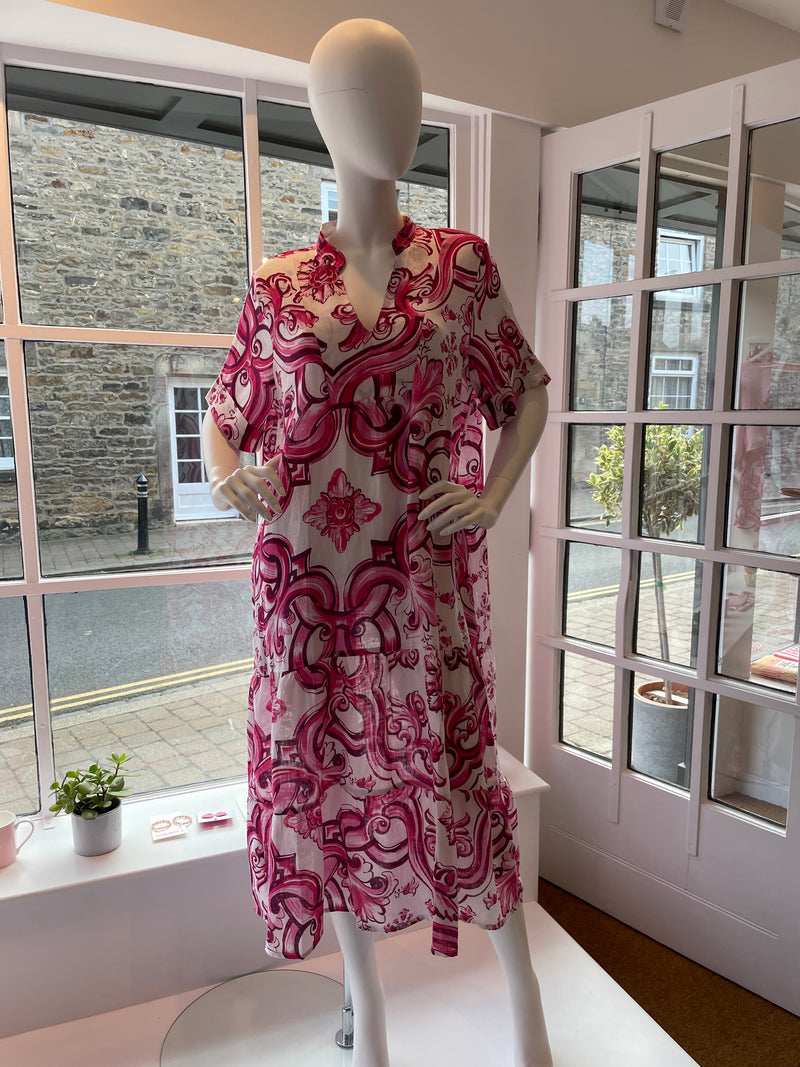 The June Linen Dress in Pink Swirl | Sartoria Saracena