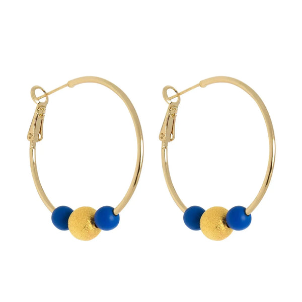 Blue and Gold Medium Disco Hoopla Earrings | Cockatoo