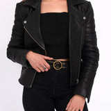 Soraya Black Studded Leather Belt | Amsterdam Heritage