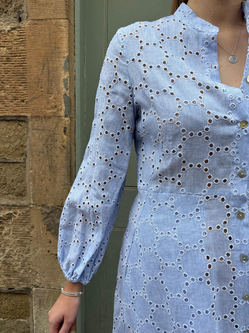 The Liza Linen Maxi Dress in Broderie Anglaise | Sartoria Saracena