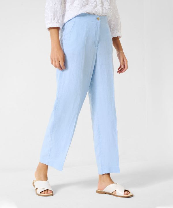 Maine S Baby Blue Linen Trousers | Brax