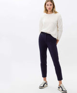 Maron Jersey Trousers in Navy | Brax at Sarah Thomson Melrose | Styled on model with jumper