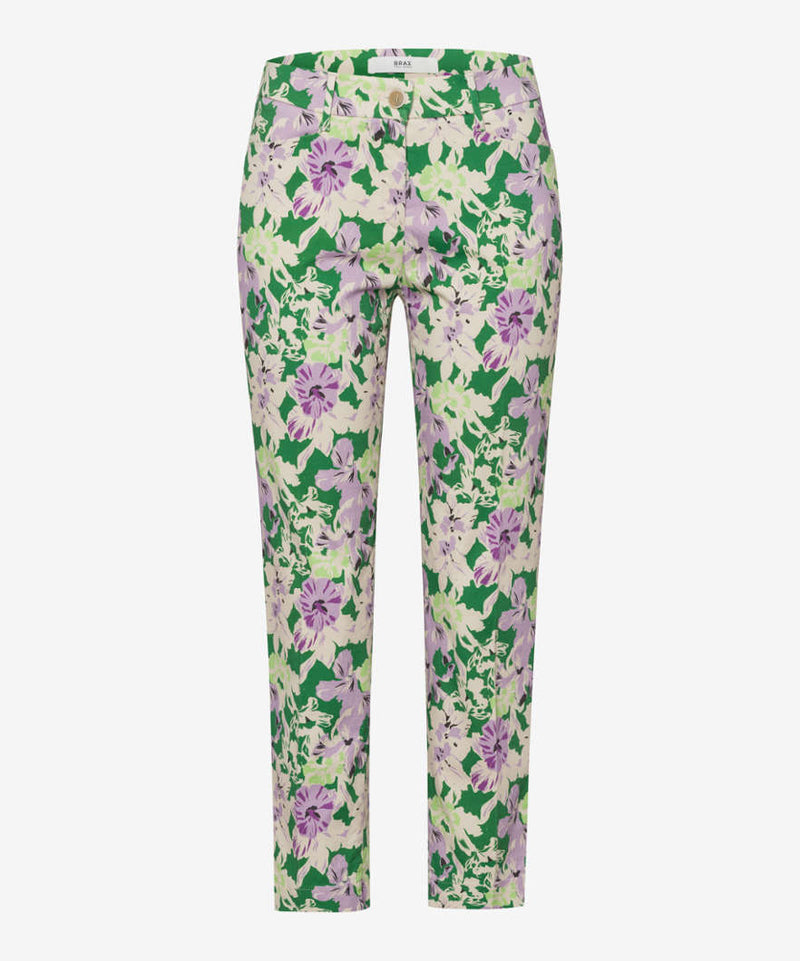 Mara S Apple Green Floral Chino Trousers | Brax