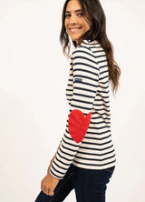 Vaujauny Striped Top with Red Heart Elbow Patches | Saint James