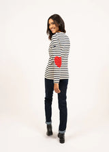 Vaujauny Striped Top with Red Heart Elbow Patches | Saint James