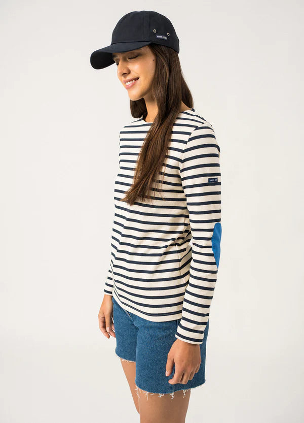 Vaujauny Striped Top with Blue Heart Elbow Patches | Saint James