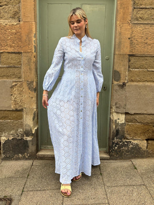 The Liza Linen Maxi Dress in Broderie Anglaise | Sartoria Saracena