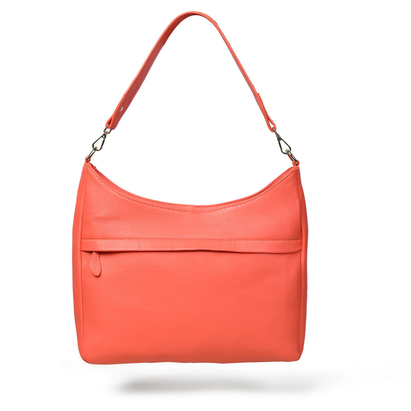 Asam Leather Hobo Crossbody Bag in Coral | Bell & Fox