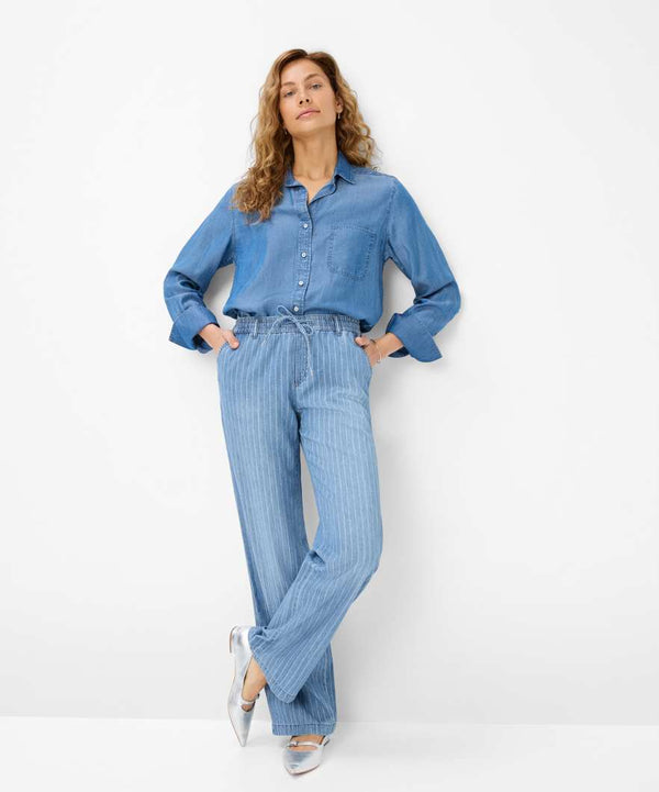 Maine Striped Wide Leg Drawstring Jeans | Brax