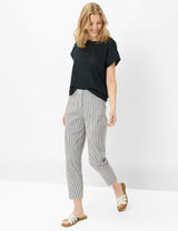 Mara S Navy Striped Chino Trousers | Brax