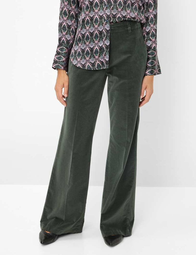 Maine Forest Green Velvet Wide Leg Trousers | Brax