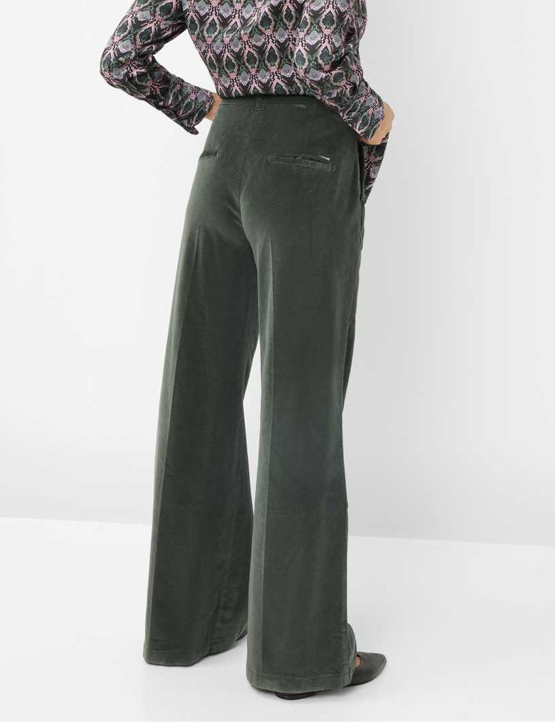 Maine Forest Green Velvet Wide Leg Trousers | Brax