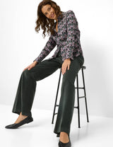 Maine Forest Green Velvet Wide Leg Trousers | Brax