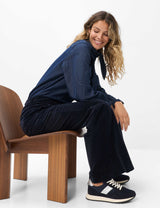 Maine Navy Velvet Wide Leg Trousers | Brax