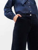 Maine Navy Velvet Wide Leg Trousers | Brax