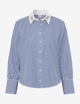 Vica Glam Sparkle Blue Striped Shirt | Brax