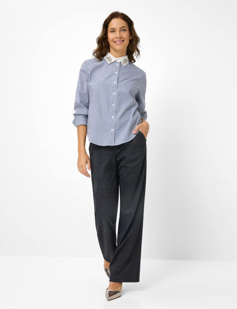 Vica Glam Sparkle Blue Striped Shirt | Brax