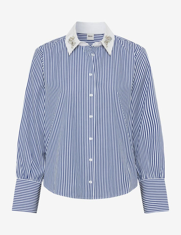 Vica Glam Sparkle Blue Striped Shirt | Brax