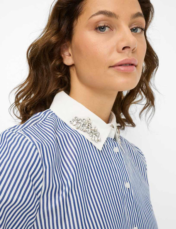Vica Glam Sparkle Blue Striped Shirt | Brax