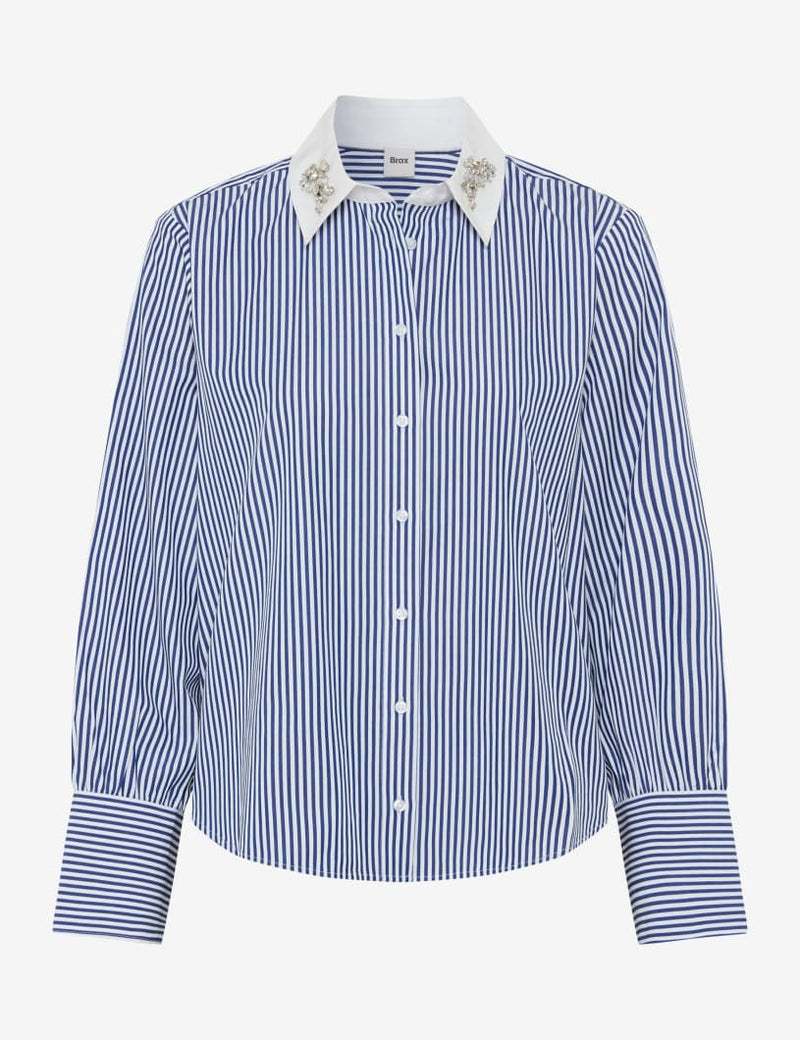 Vica Glam Sparkle Blue Striped Shirt | Brax