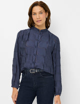 Vivi Navy Textured Blouse | Brax