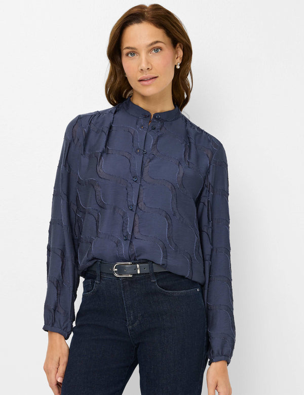 Vivi Navy Textured Blouse | Brax