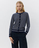 Cisse Dark Blue Striped Cardigan | Sofie Schnoor