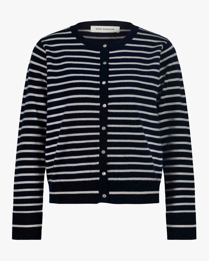 Cisse Dark Blue Striped Cardigan | Sofie Schnoor